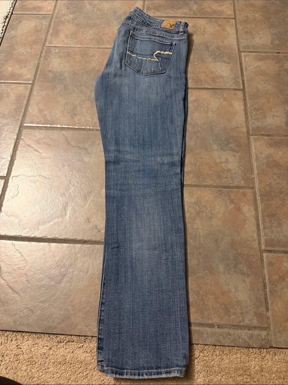 American Eagle Outfitters Women's Blue Straight-Leg Skinny Jeans
